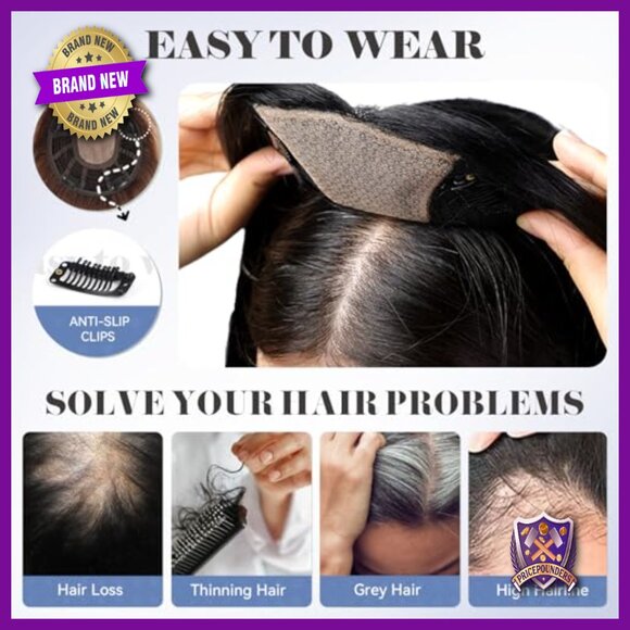 7x7 Human Hair Topper with Bangs for Thinning Hair Large Coverage